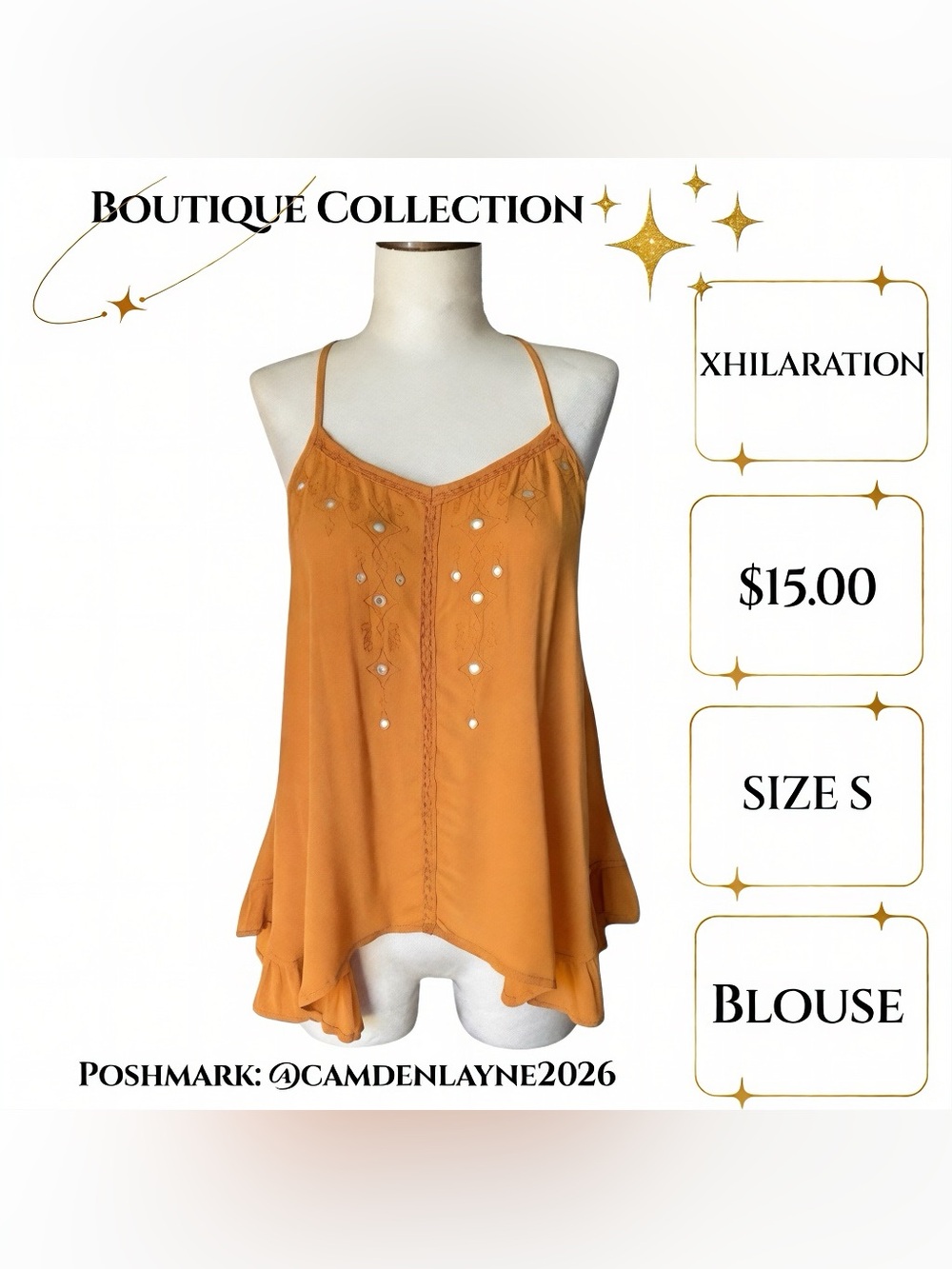 Mustard Bohemian Linen Cami Blouse - Picture 2 of 8
